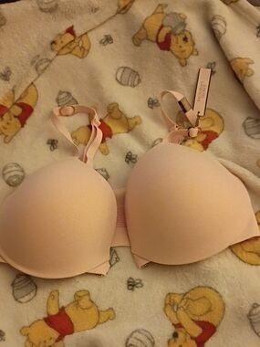 Victoria's Secret Blush Pink Smooth Molded Bra with Gold Hardware